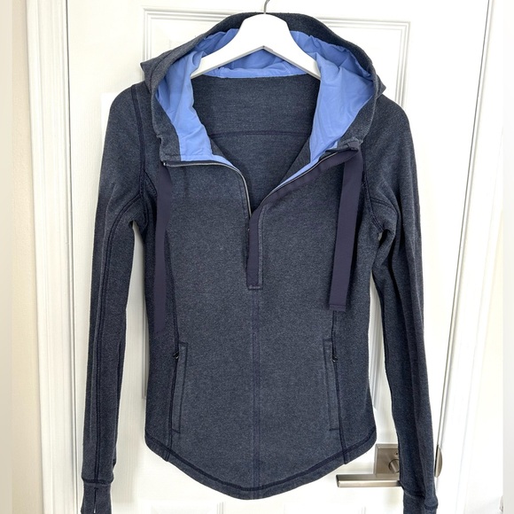 LULULEMON 1/2 Zip Hoodie Thin Running Top Sweatshirt, Heathered Blue, Size Small - Picture 5 of 16